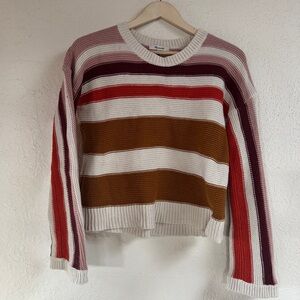 Madewell Women's Striped Sweater in Red, Brown, and Cream